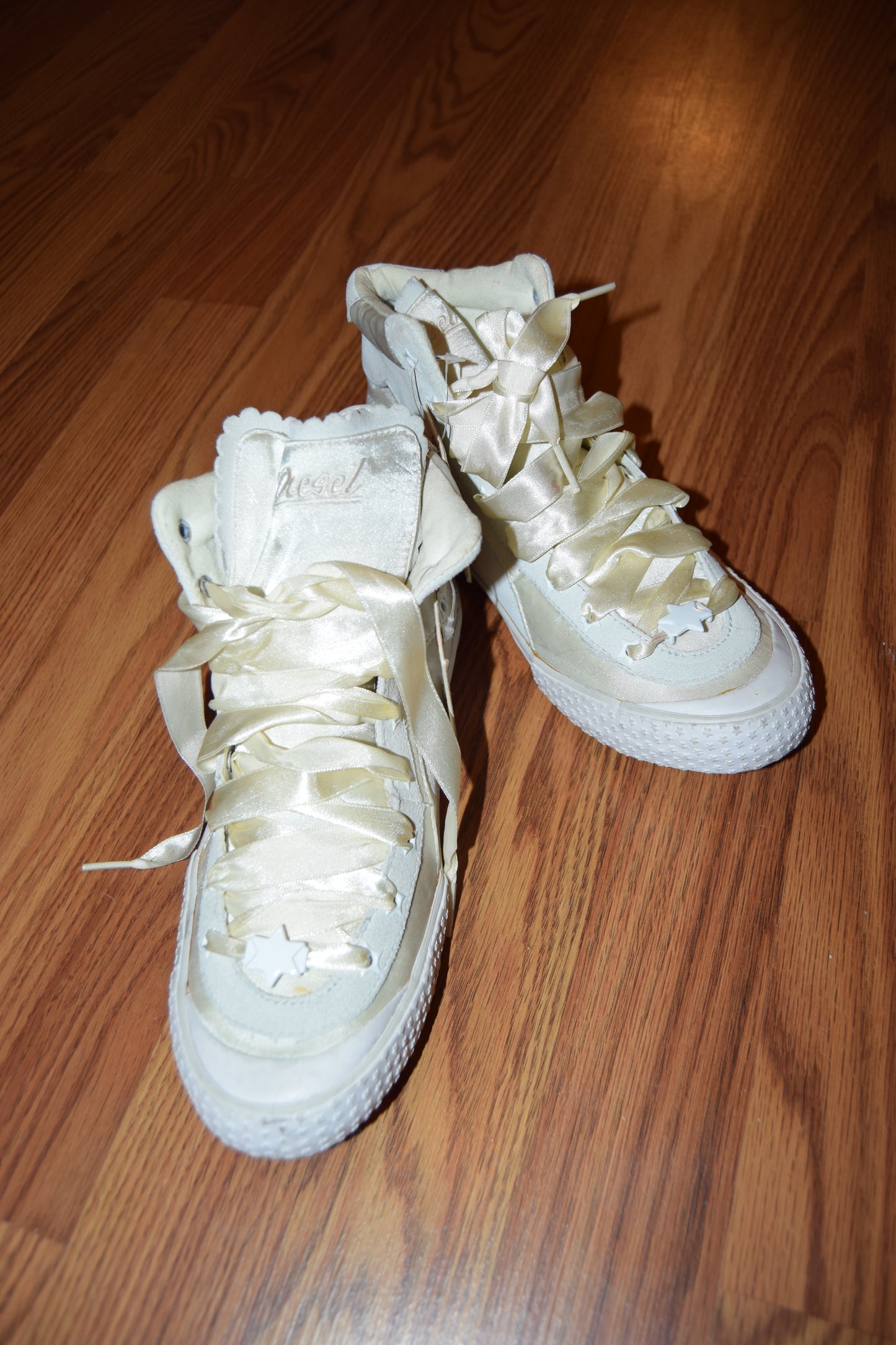 VINTAGE DIESEL BUTTER YELLOW SATIN SNEAKERS
