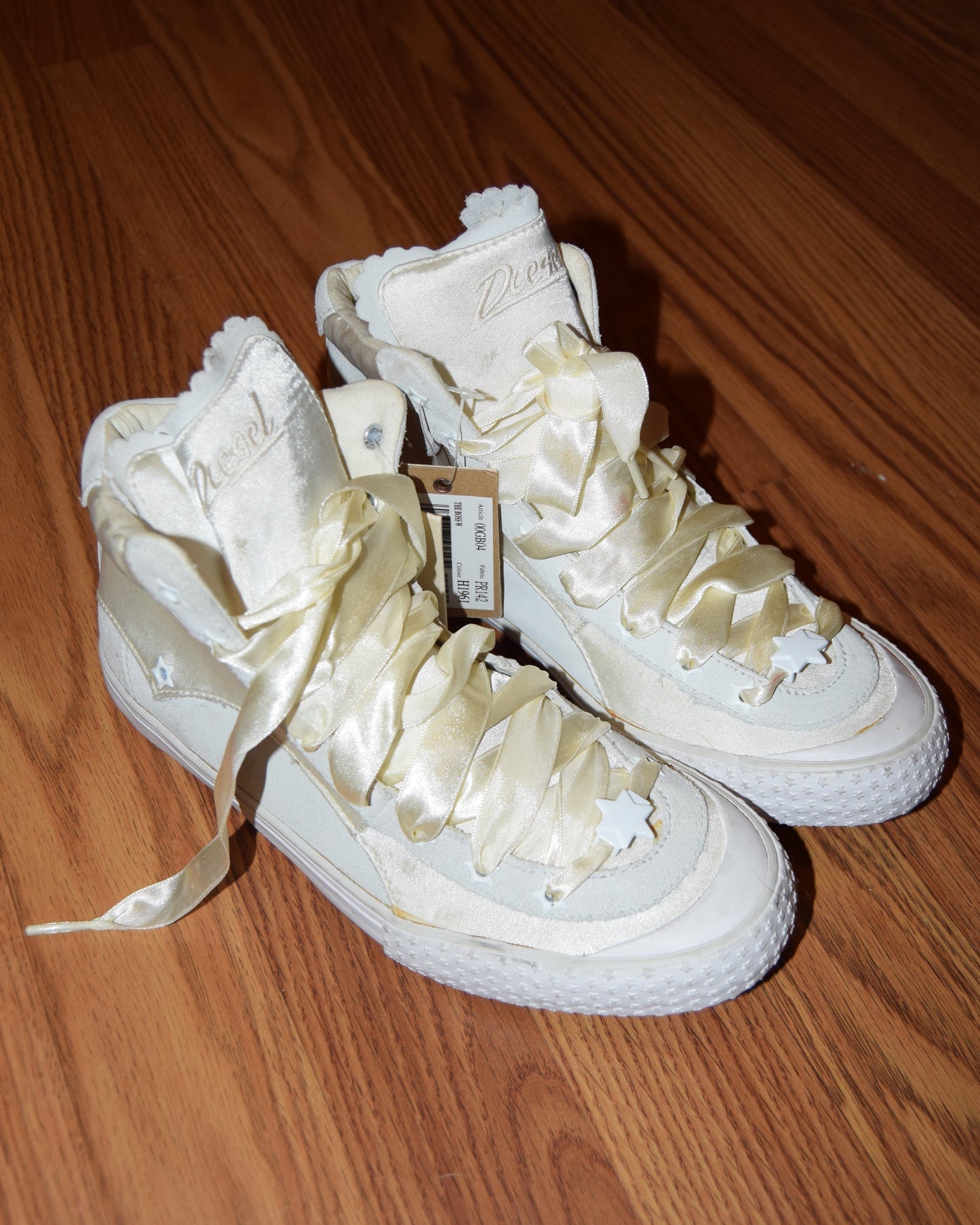 VINTAGE DIESEL BUTTER YELLOW SATIN SNEAKERS