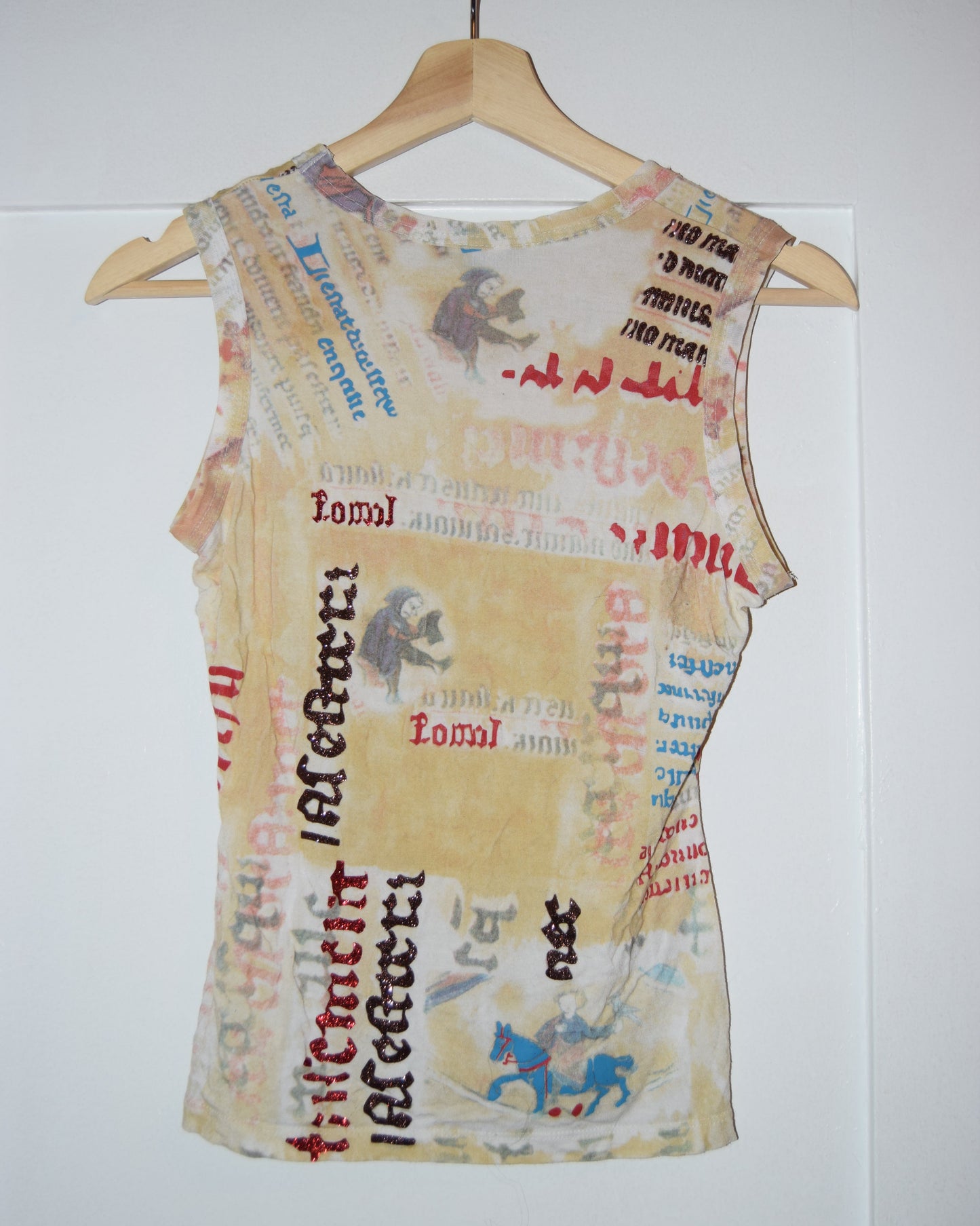 RARE VINTAGE Y2K MEDIEVAL 'NEWSPRINT' TOP