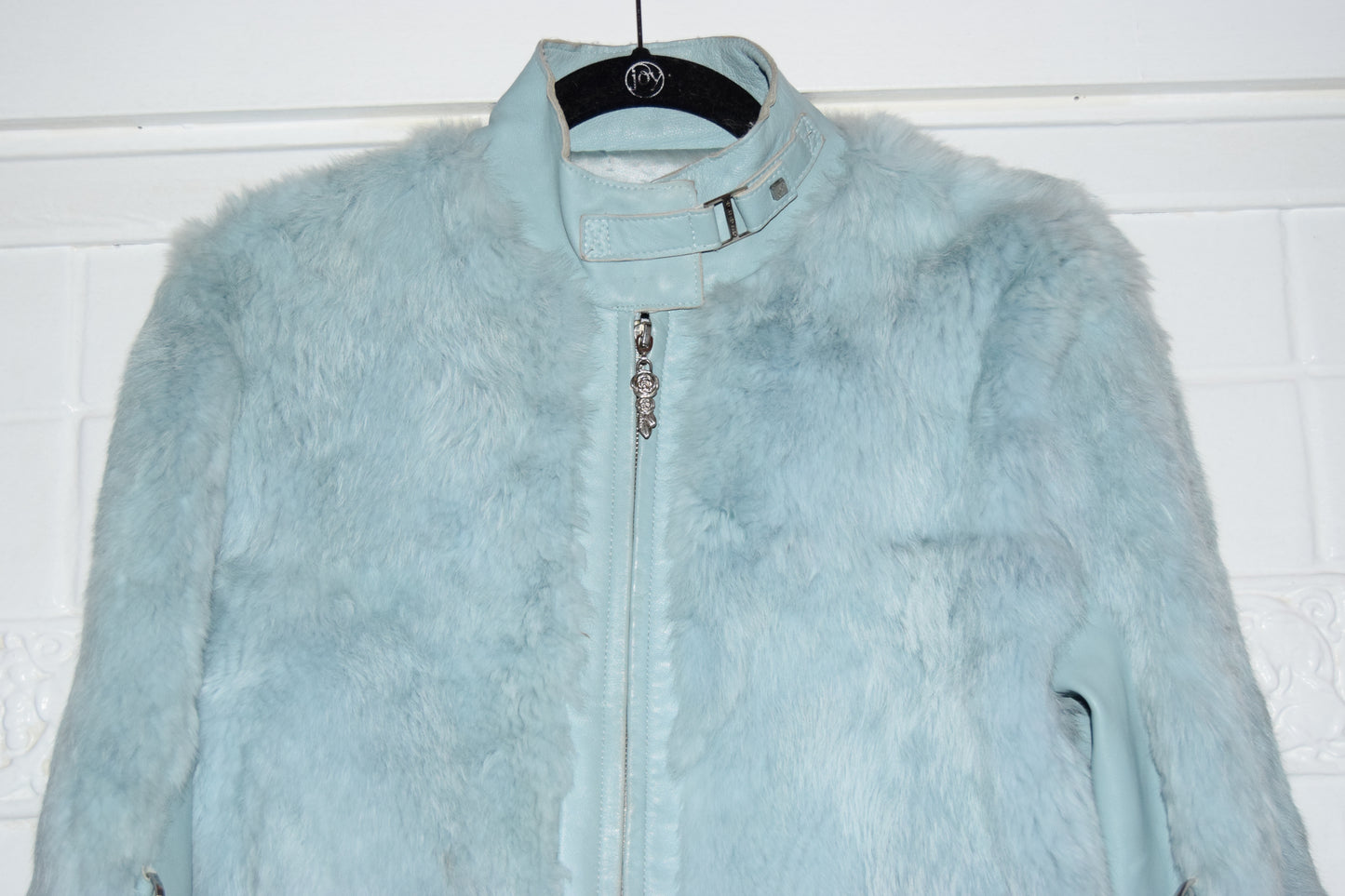 VINTAGE Y2K RABBIT FUR MOTO JACKET