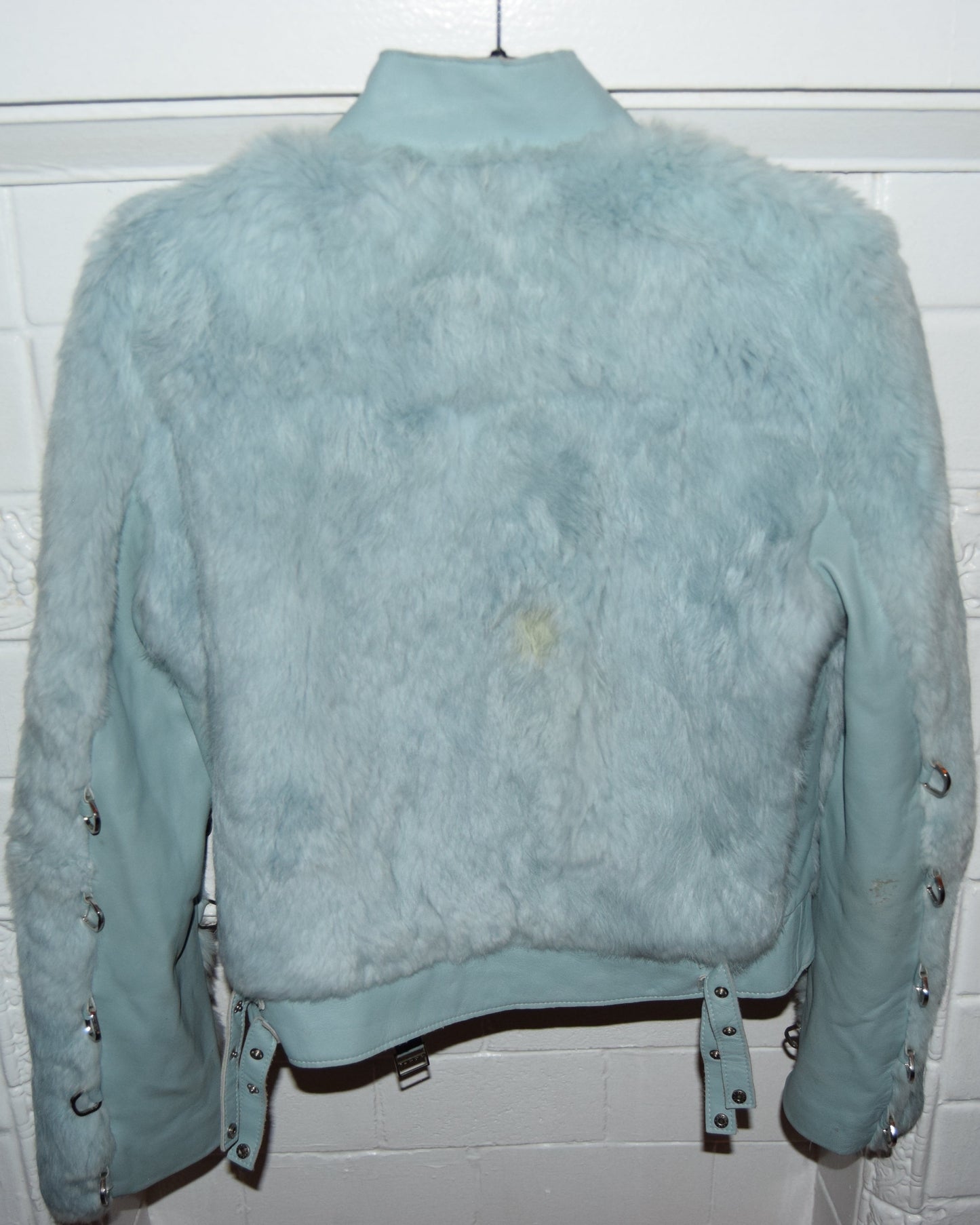 VINTAGE Y2K RABBIT FUR MOTO JACKET