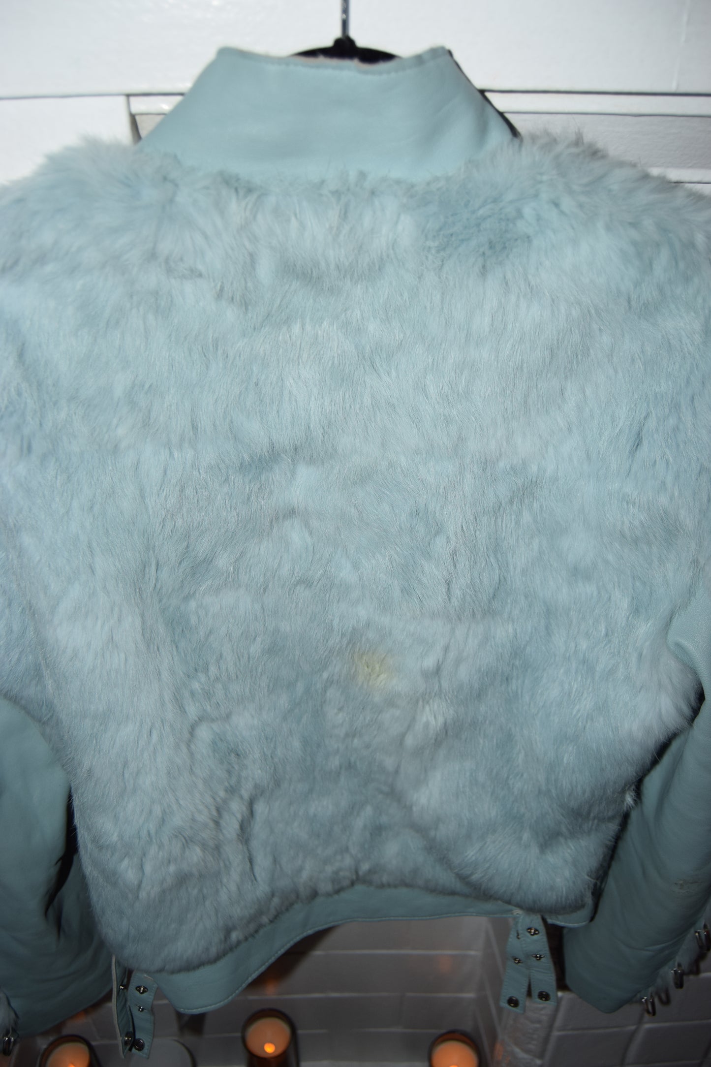 VINTAGE Y2K RABBIT FUR MOTO JACKET