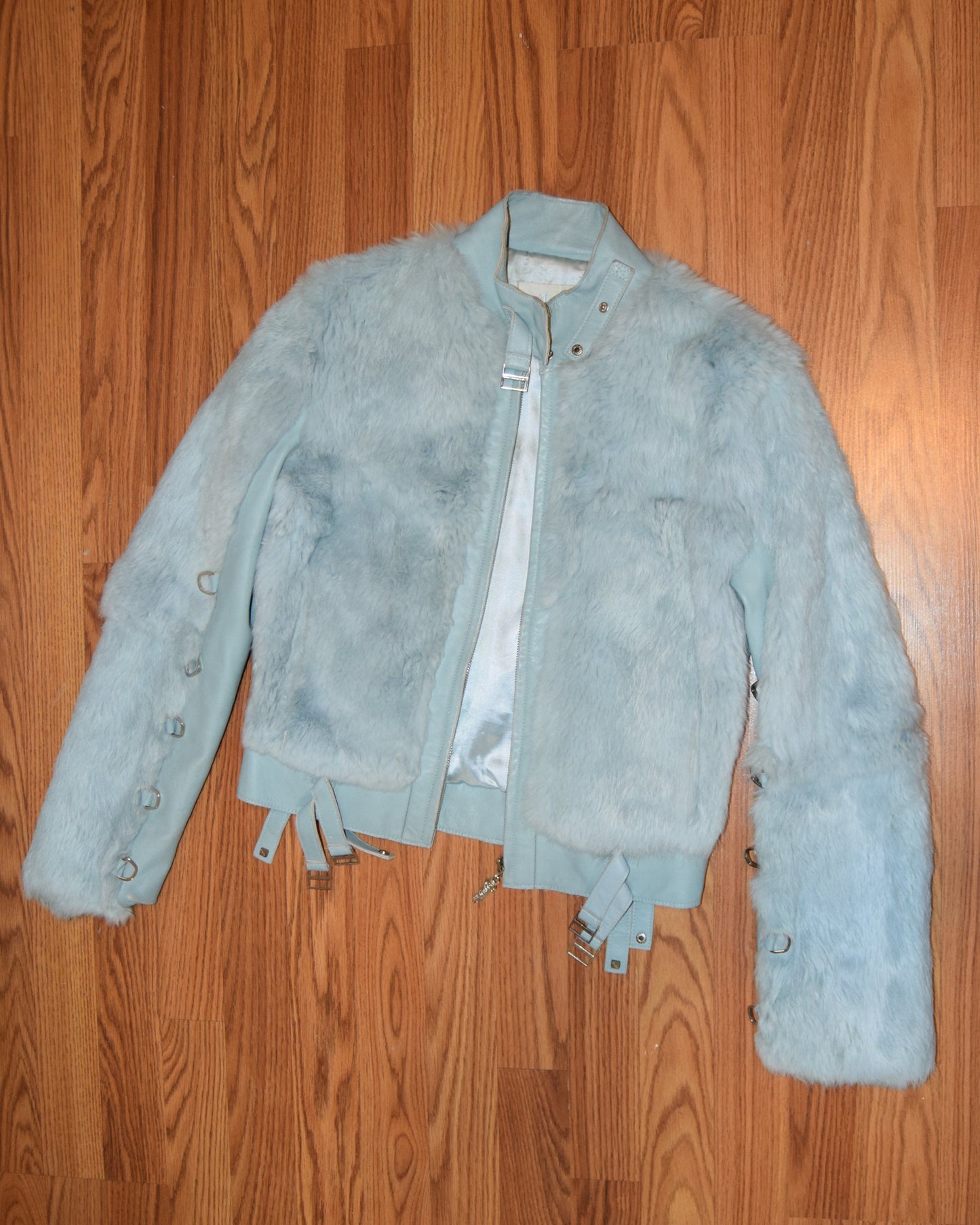 VINTAGE Y2K RABBIT FUR MOTO JACKET