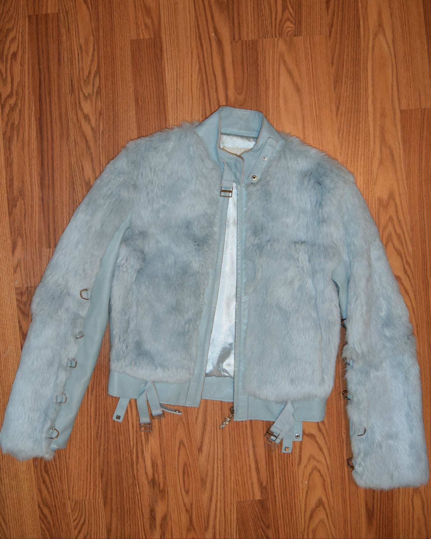 VINTAGE Y2K RABBIT FUR MOTO JACKET