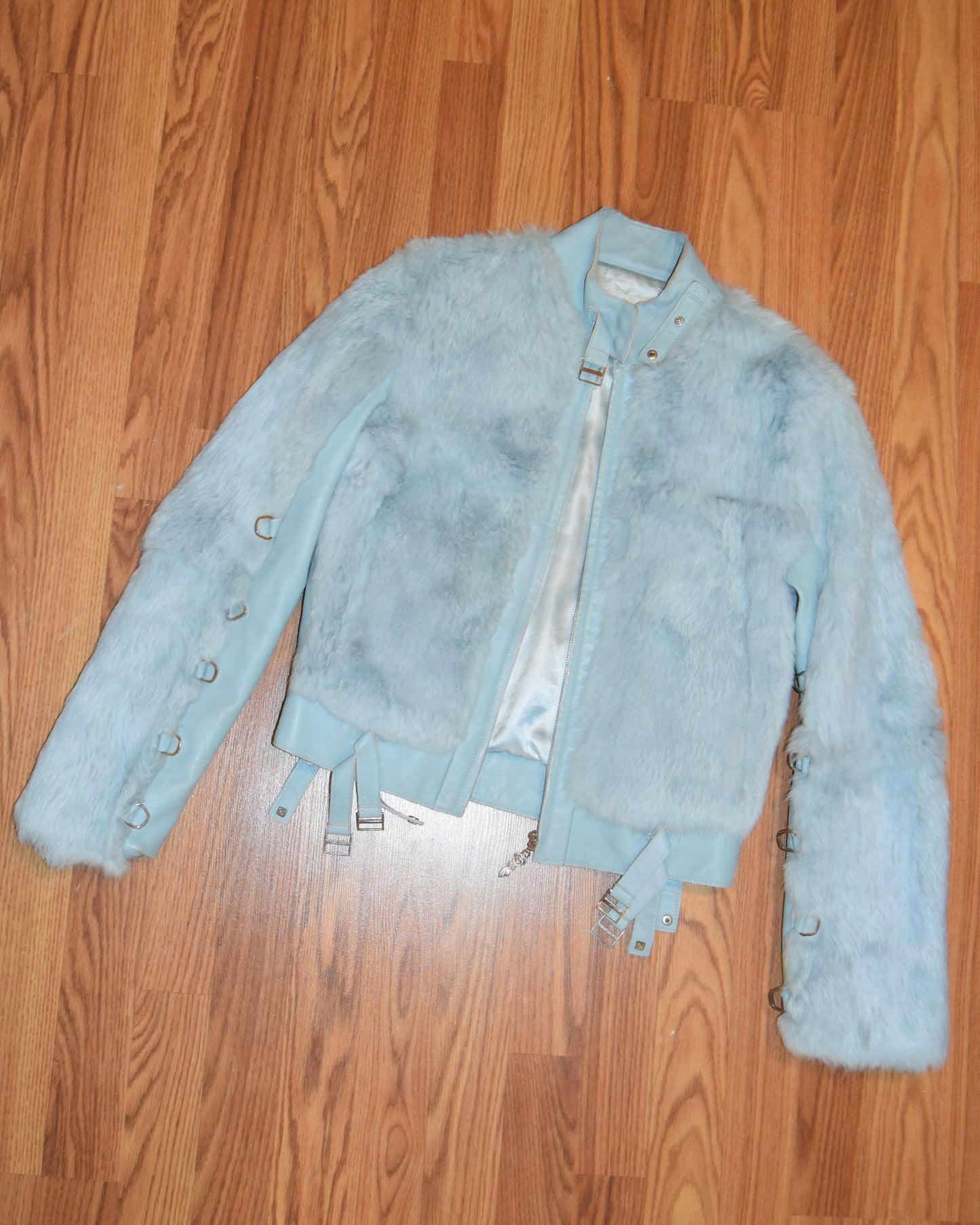 VINTAGE Y2K RABBIT FUR MOTO JACKET