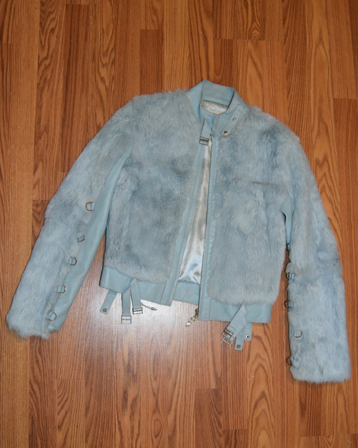 VINTAGE Y2K RABBIT FUR MOTO JACKET