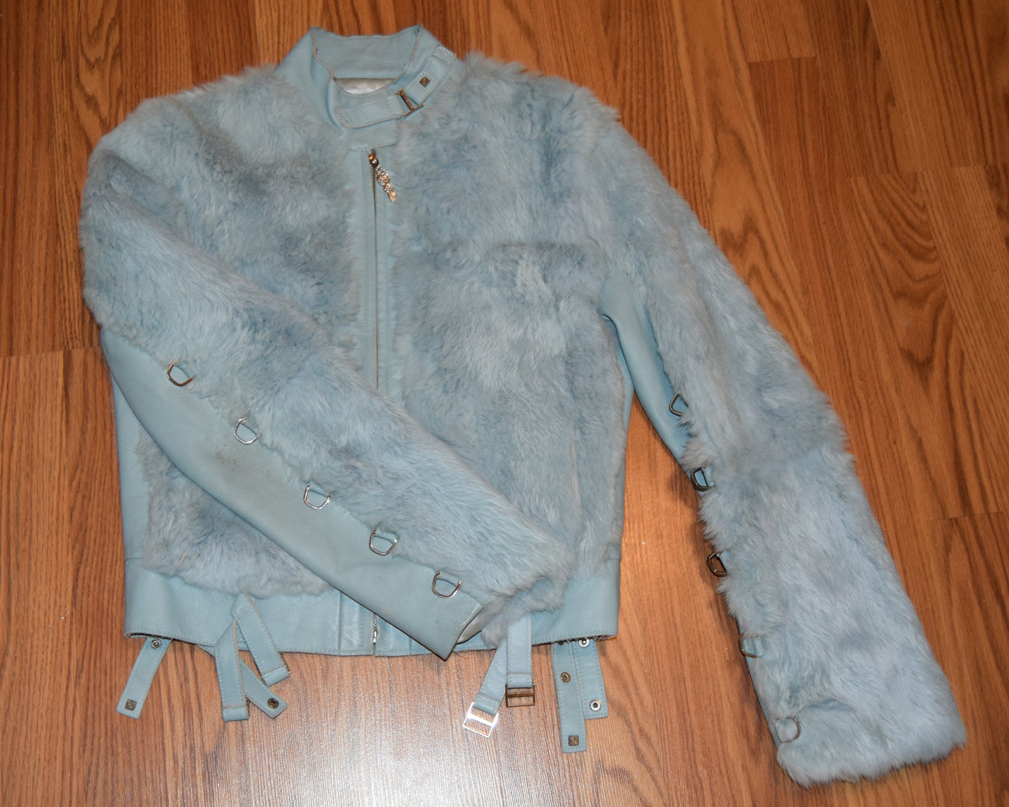 VINTAGE Y2K RABBIT FUR MOTO JACKET