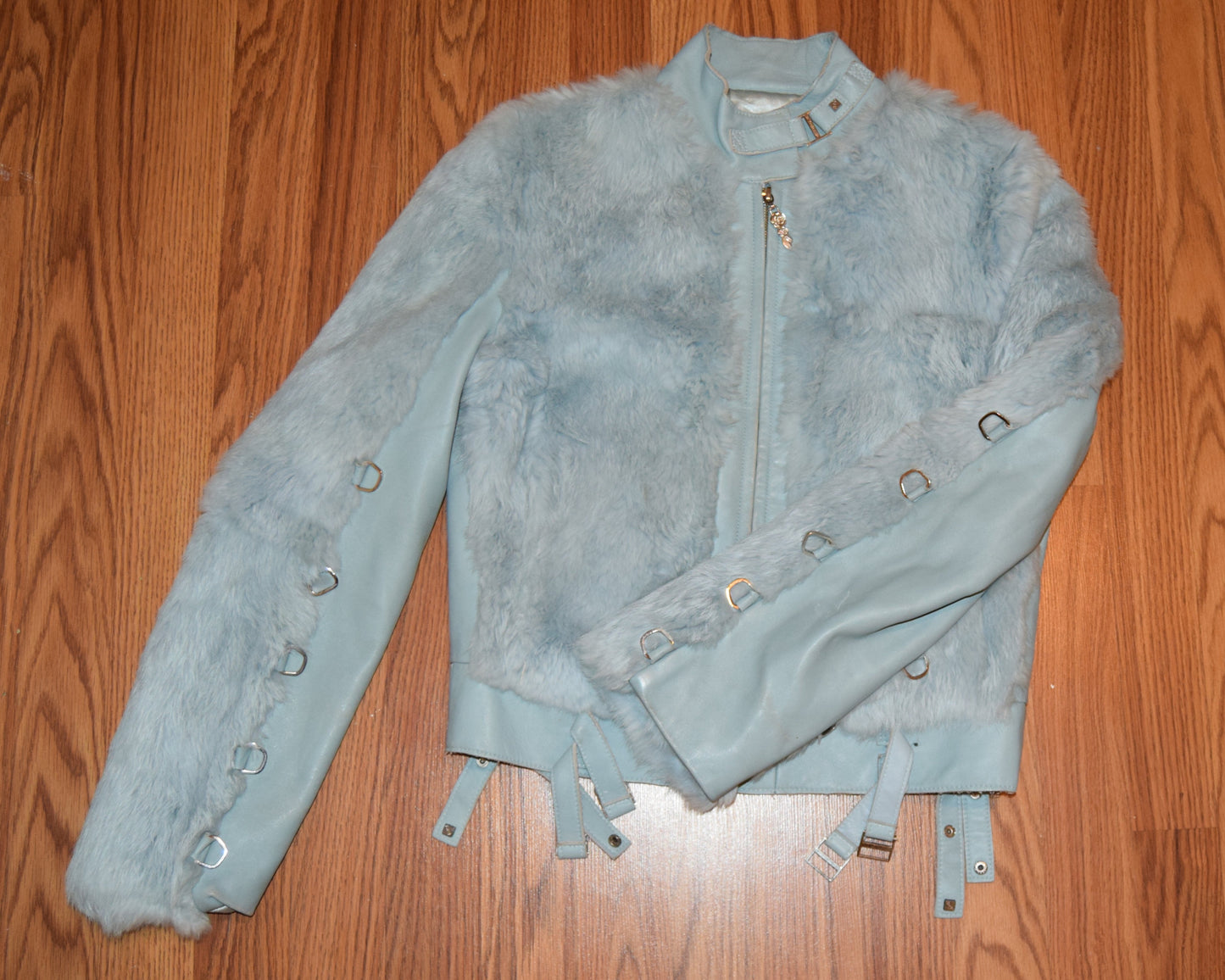 VINTAGE Y2K RABBIT FUR MOTO JACKET