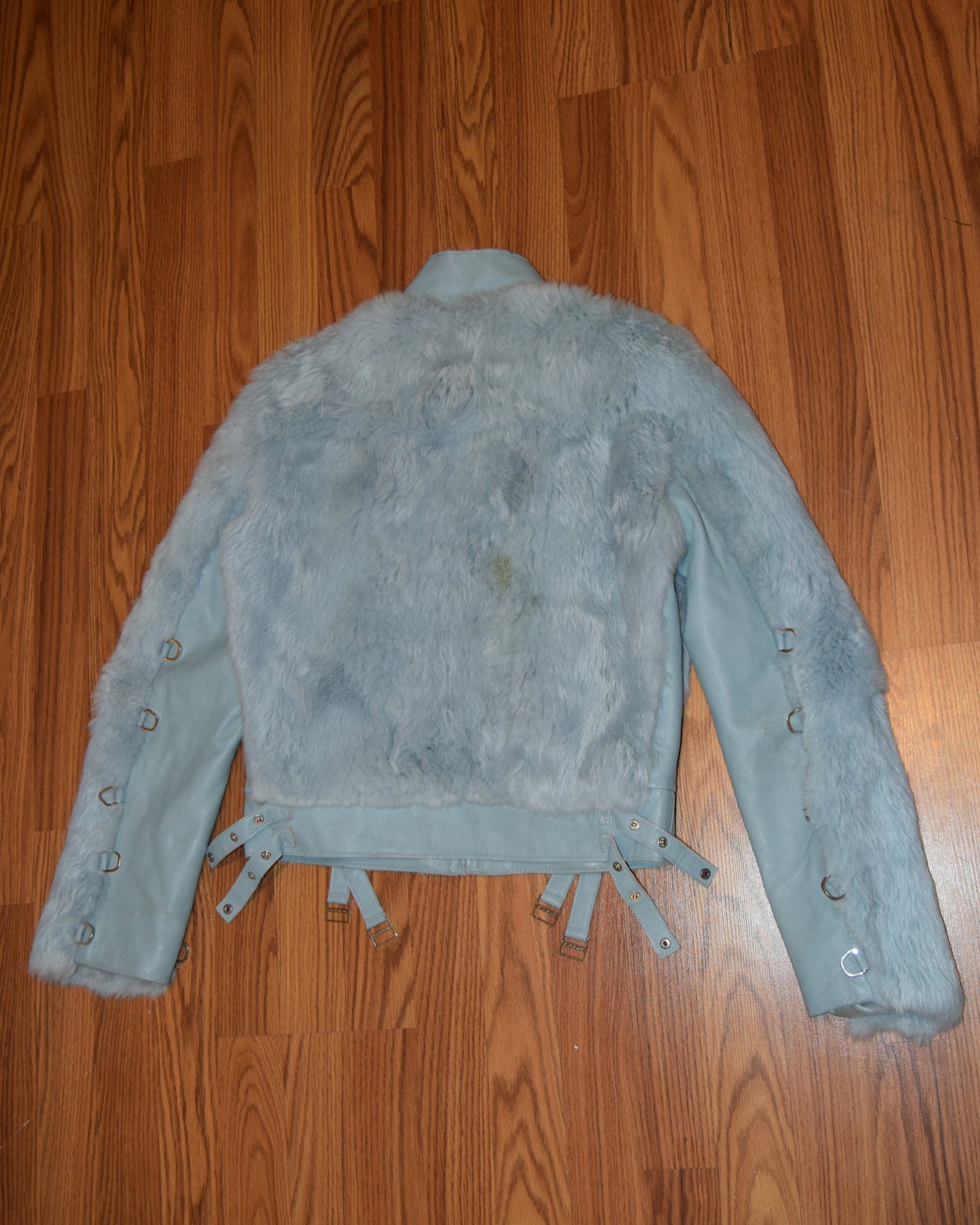 VINTAGE Y2K RABBIT FUR MOTO JACKET