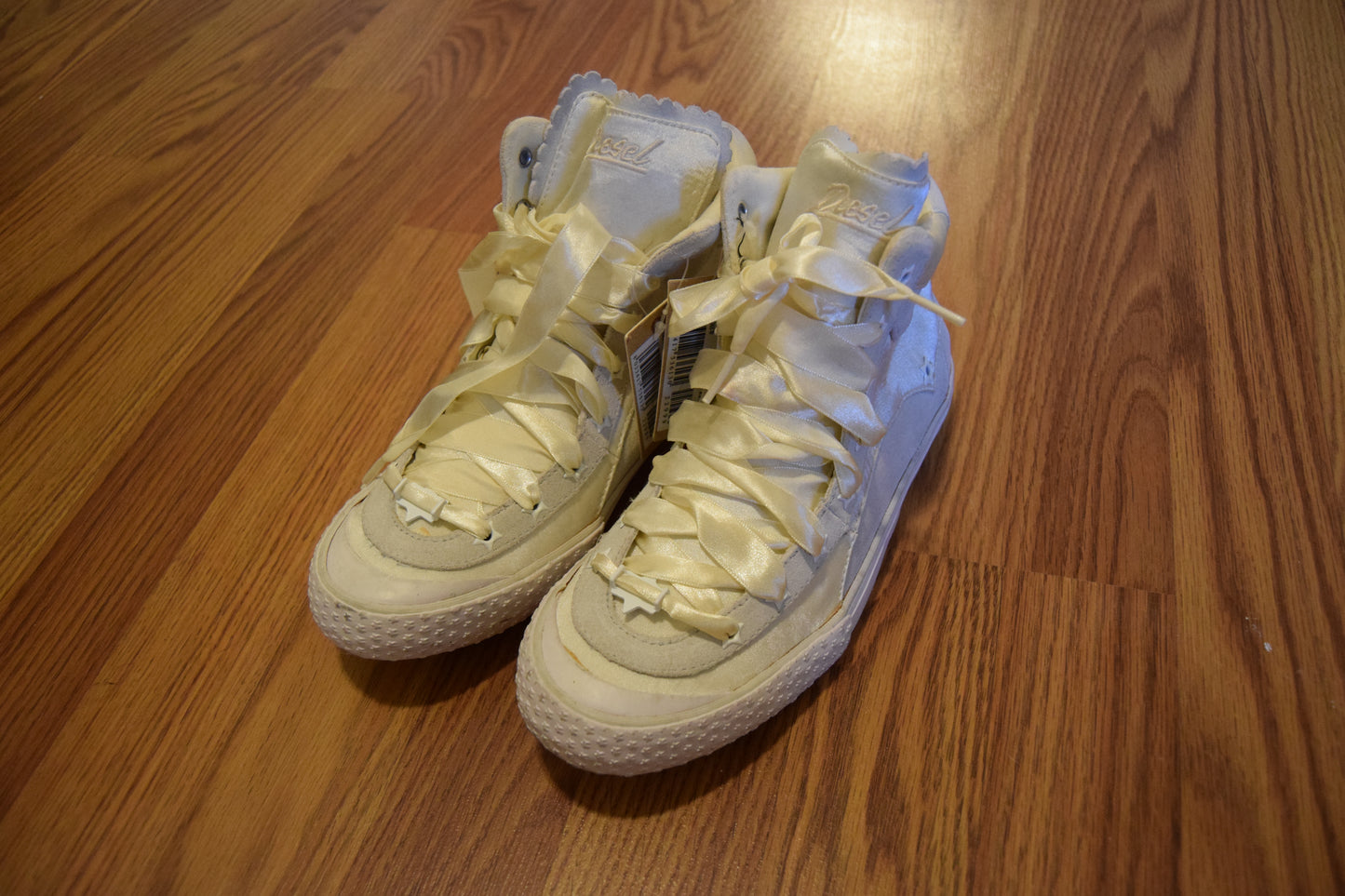 VINTAGE DIESEL BUTTER YELLOW SATIN SNEAKERS