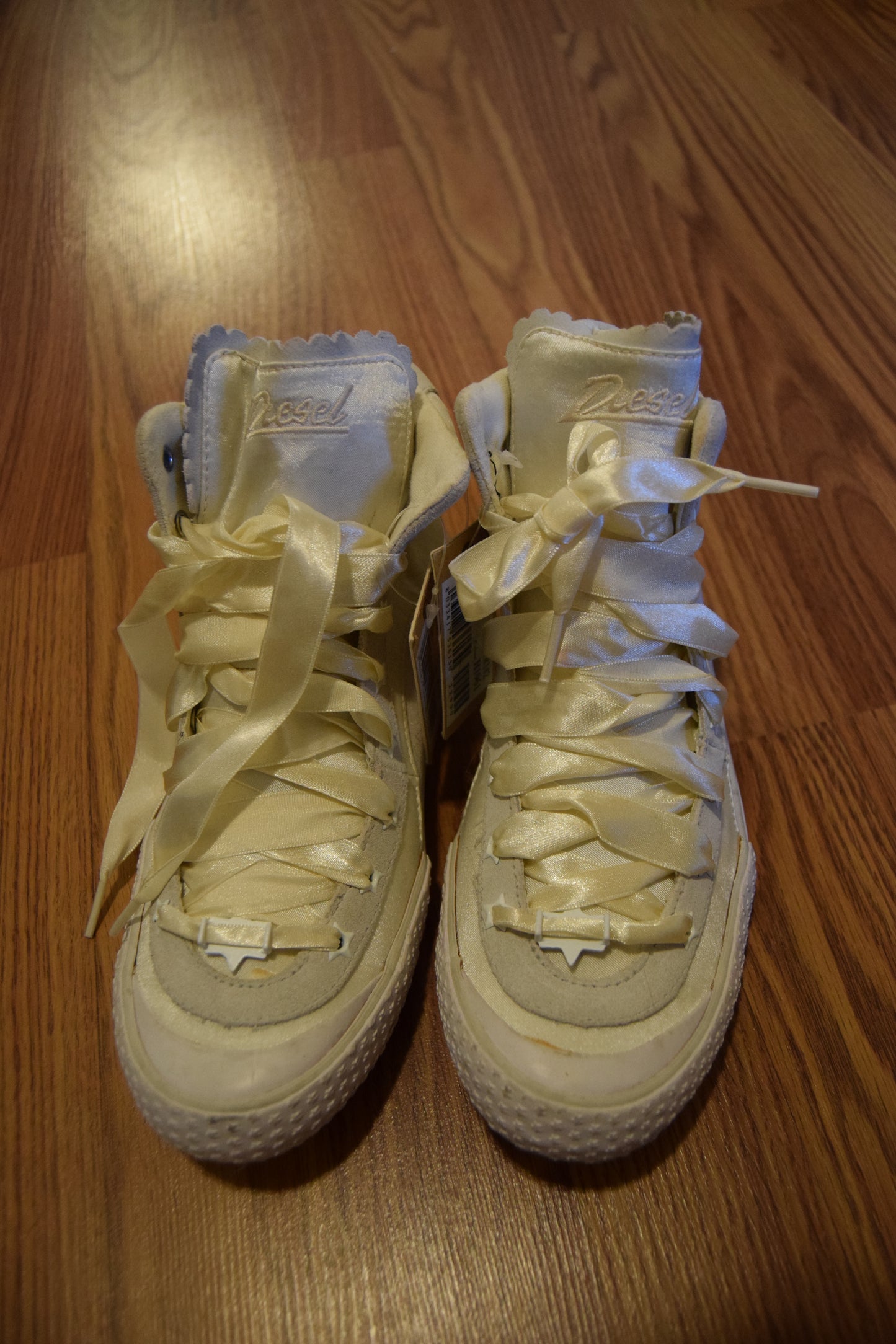 VINTAGE DIESEL BUTTER YELLOW SATIN SNEAKERS