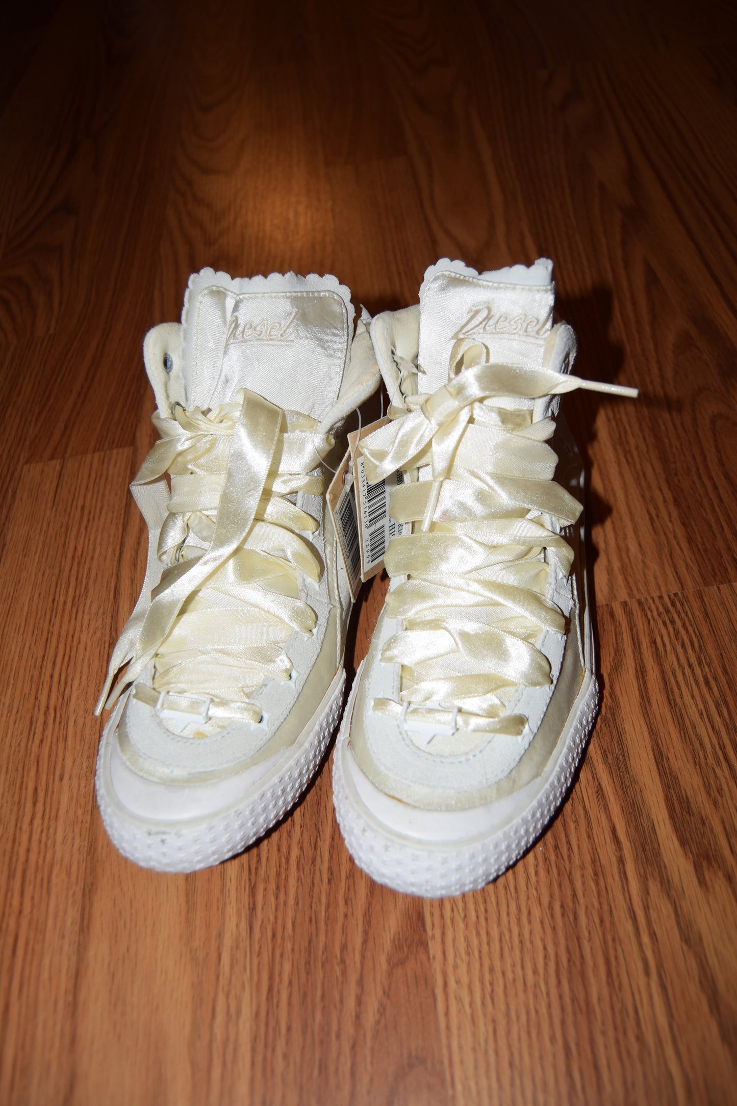 VINTAGE DIESEL BUTTER YELLOW SATIN SNEAKERS