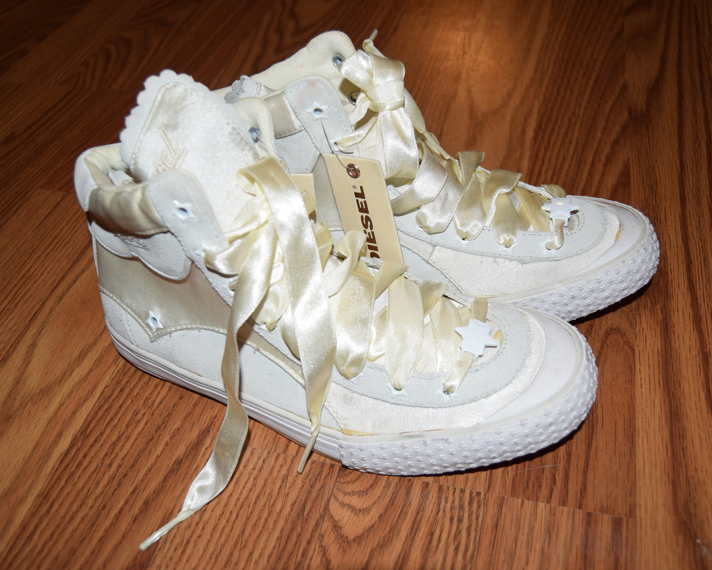 VINTAGE DIESEL BUTTER YELLOW SATIN SNEAKERS