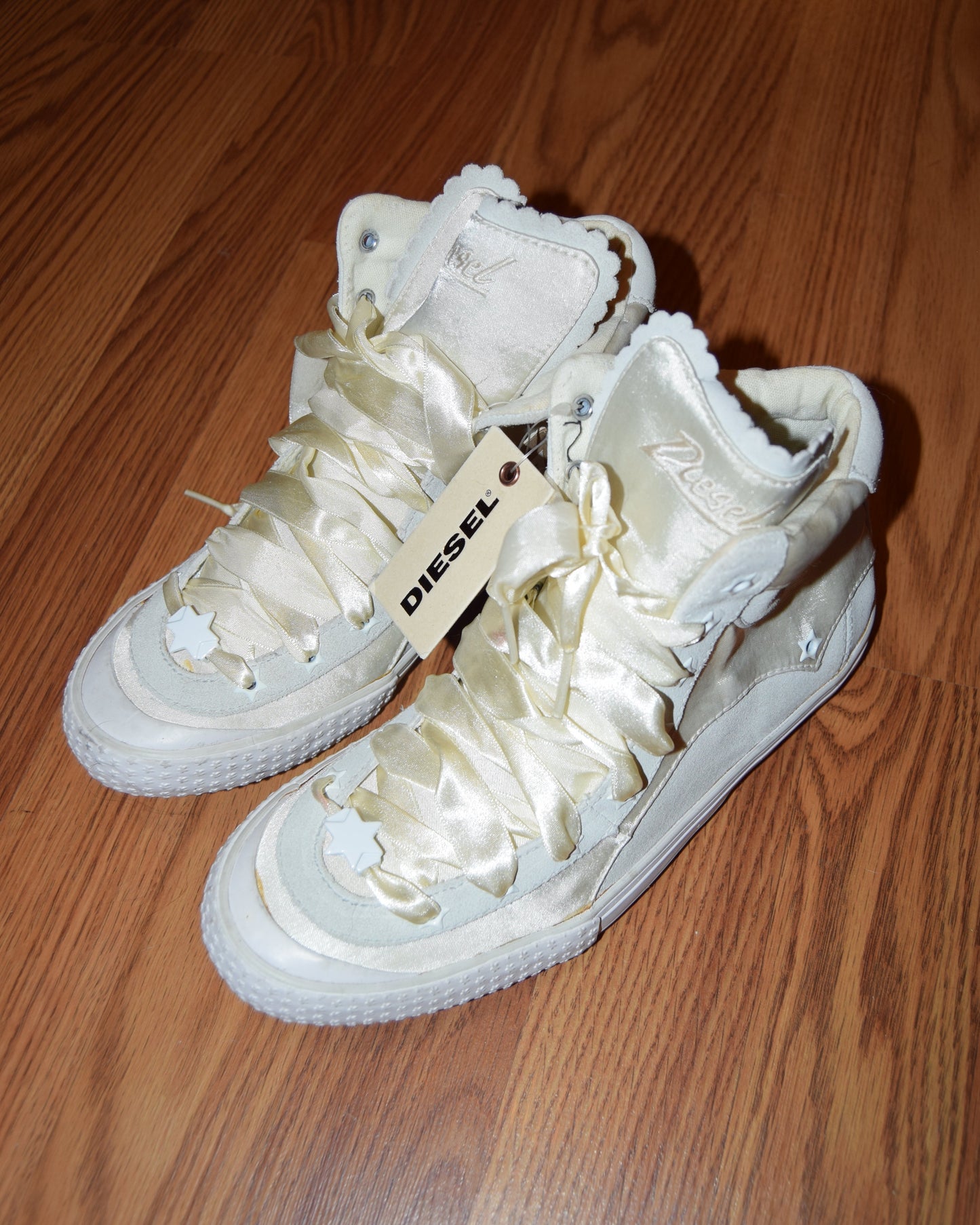 VINTAGE DIESEL BUTTER YELLOW SATIN SNEAKERS