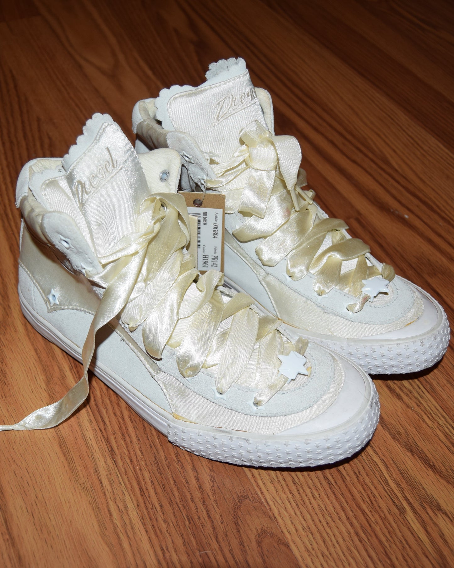 VINTAGE DIESEL BUTTER YELLOW SATIN SNEAKERS
