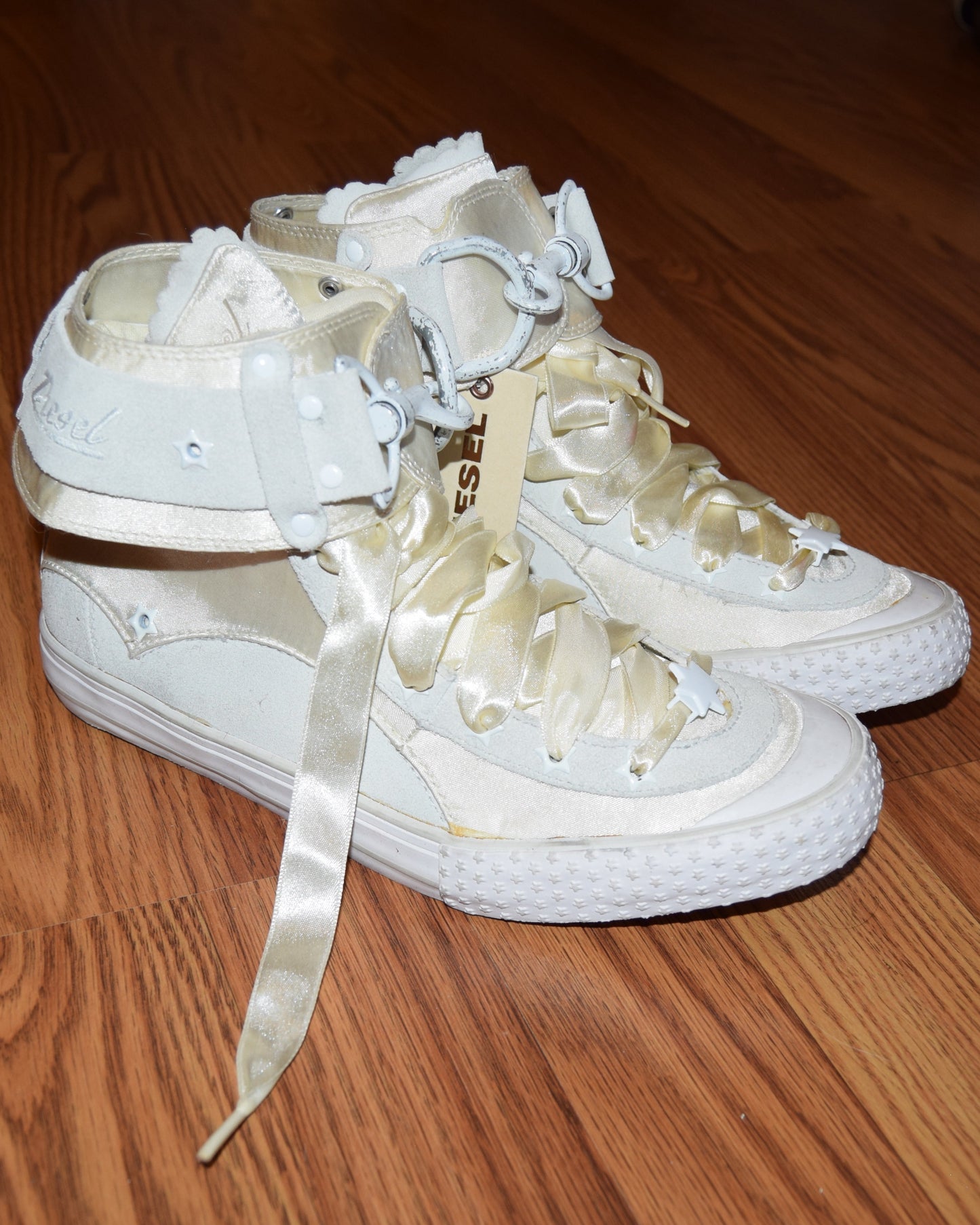 VINTAGE DIESEL BUTTER YELLOW SATIN SNEAKERS