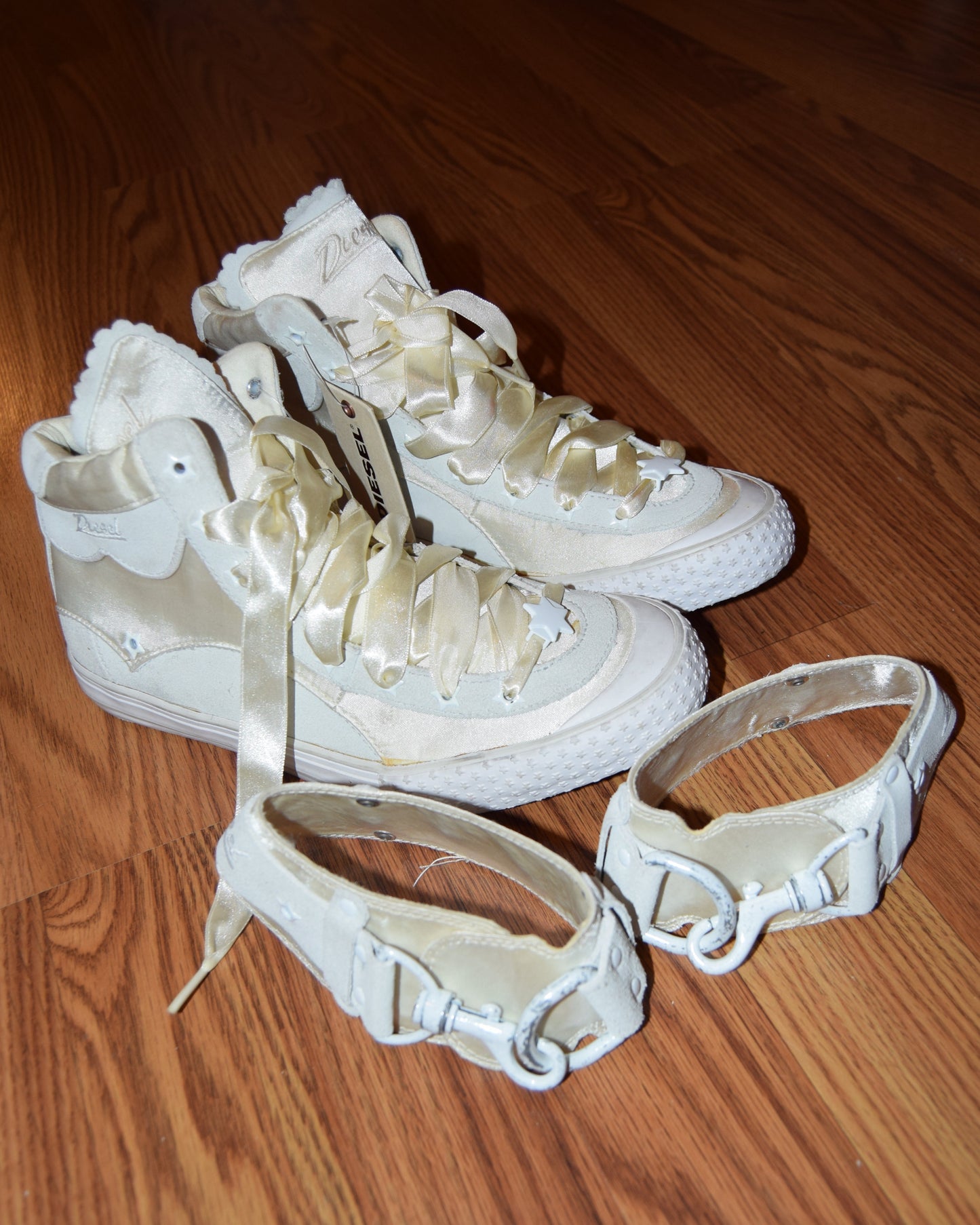 VINTAGE DIESEL BUTTER YELLOW SATIN SNEAKERS