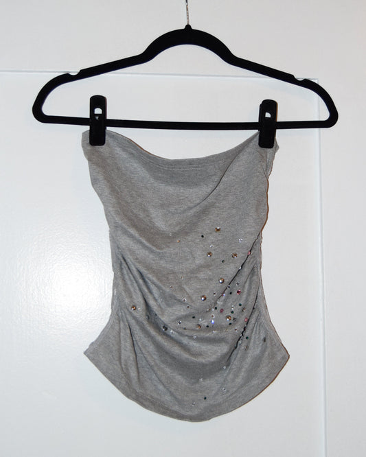 LACE, GEMSTONE & STUD TUBE TOP