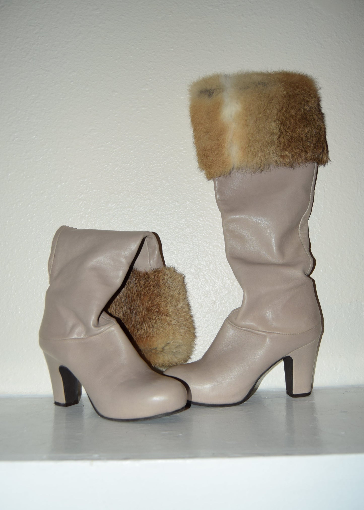 THEORY RABBIT FUR & COWHIDE BOOTS