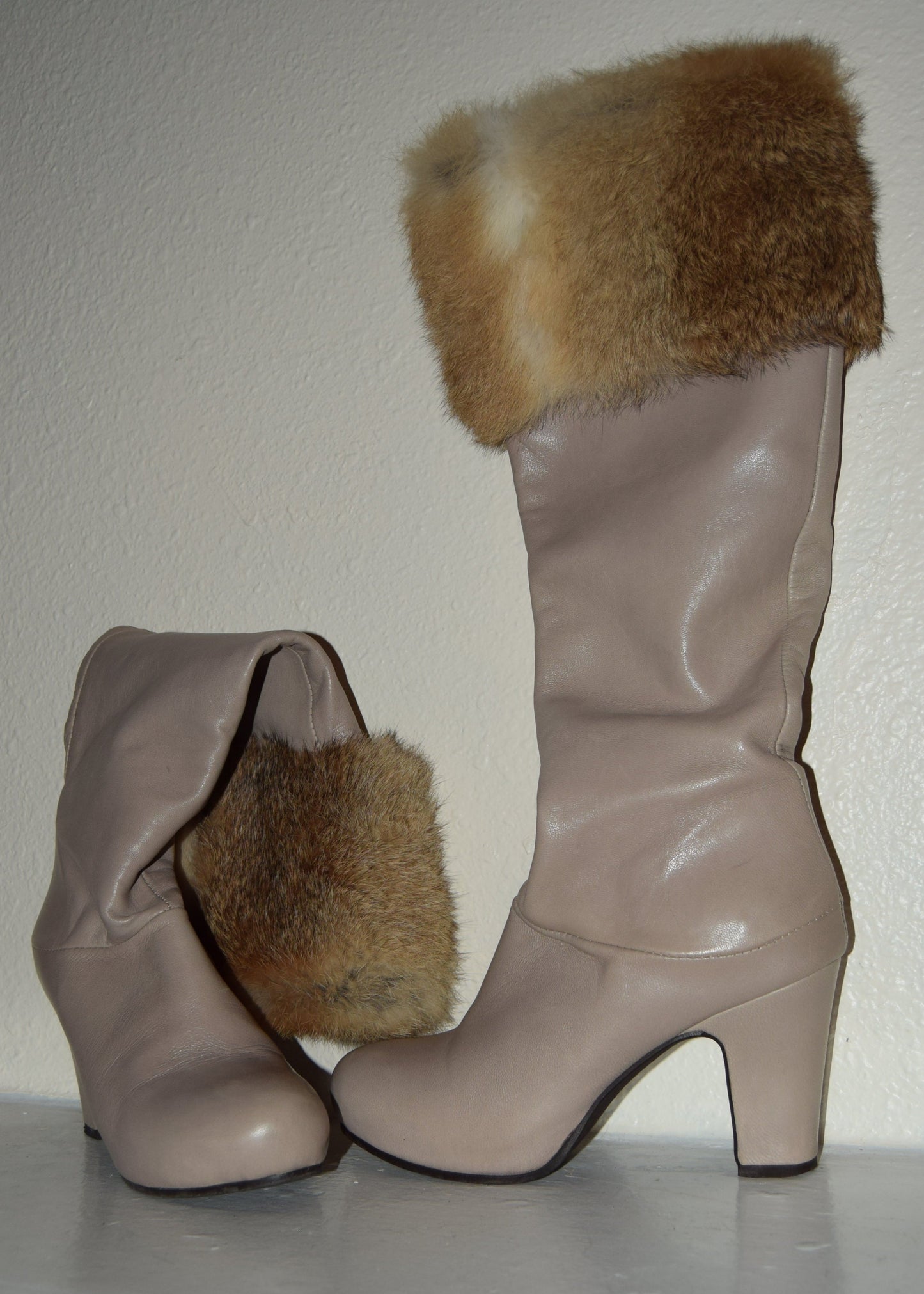 THEORY RABBIT FUR & COWHIDE BOOTS