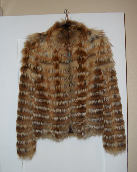 VINTAGE SHIRRED FOX FUR JACKET