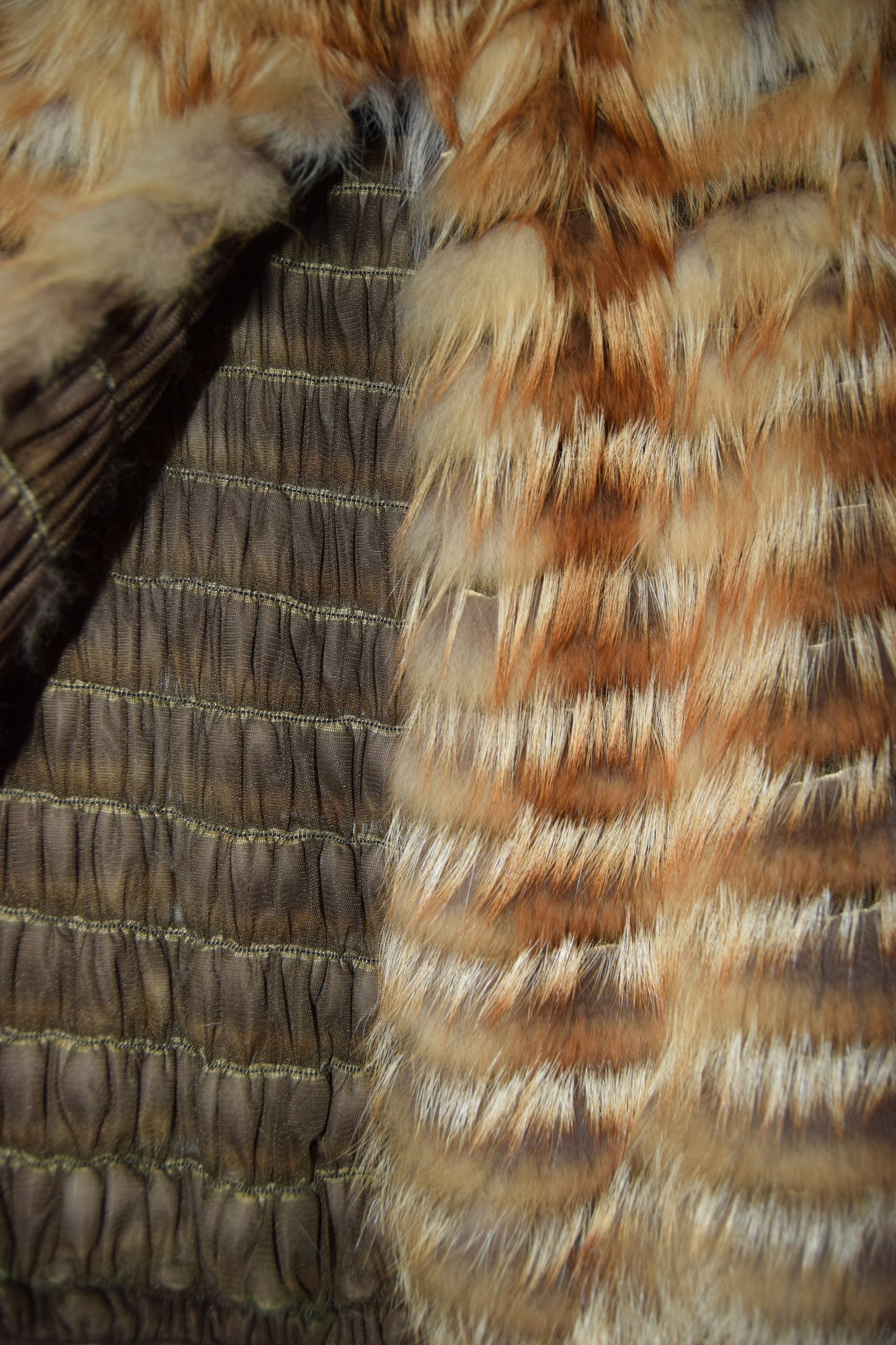 VINTAGE SHIRRED FOX FUR JACKET