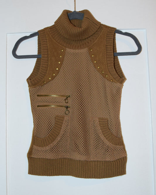 VINTAGE 2000's FISHNET SLEEVELESS TURTLENECK