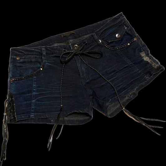 KMRII LEATHER TASSEL & STUD SHORTS