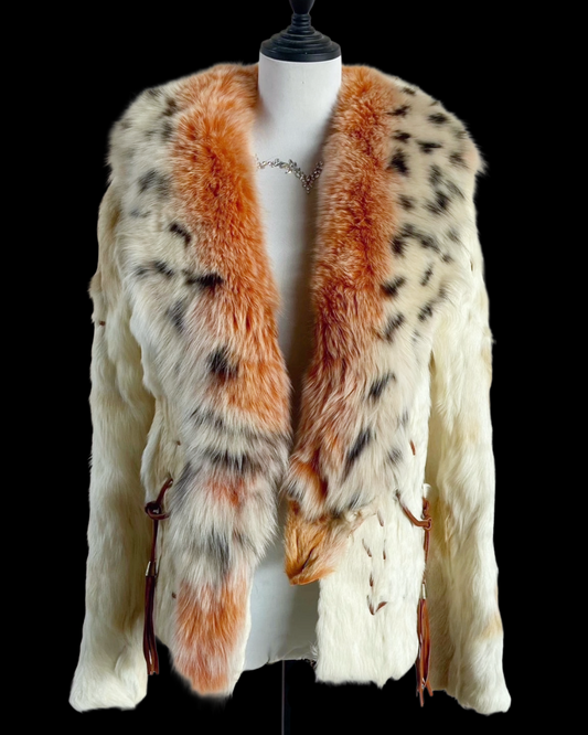 VINTAGE Y2K SPOTTED CORAL FUR JACKET