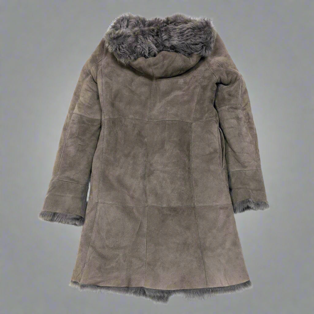 HOODED GENUINE SHEEPSKIN PENNY LANE COAT